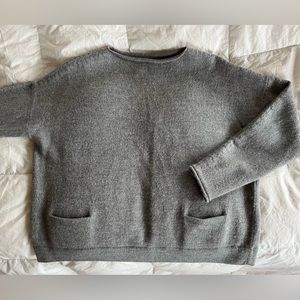Lauren Manoogian Alpaca Wool sweater- light grey with front pockets.